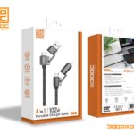 کابل شارژ 4 در 1 با کانکتور های USB | Type-C | Lightning دووک مدل DOOC DC180