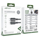 کابل شارژ دوسر تایپ سی 60 واتی 1.2 متری ایس فست مدل AceFast C17-03
